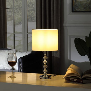 17.75 In Modern Kayli Crystal Cut Orb Chrome Metal Table Lamp