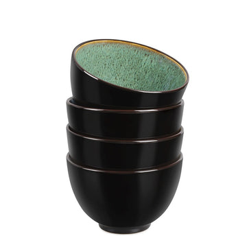 Creative Western Food Kiln Change Peacock Green Bowl 24oz Bowl Set Of 4 For Cereal, Salad, Pasta, Soup, Dessert, Serving Dishwasher, Microwave And Oven
