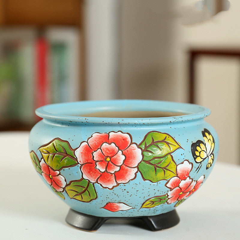 Large  Painted Korean Large Diameter Succulent Ceramic Platter