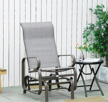 Gliding Rocking Chair, Patio Swinging Chair With Smooth Rocking Arms And Lightweight Construction For Patio Backyard, Gray