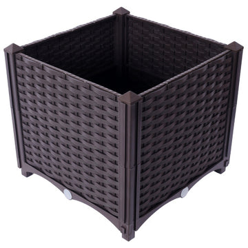 Deep Raised Garden Bed Plastic Planter Boxes For Vegetables Flowers Herbs And Succulents,Self-Watering Planter Box Raised Bed To Grow Flowers, Herbs & Vegetables, 15.7 L X 15.7 D X 14.7 H