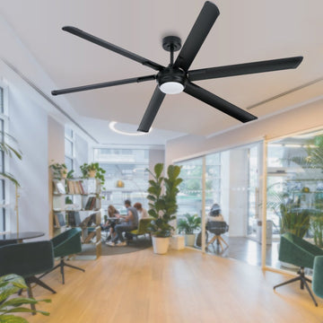 Matte Black 6-Blade Ceiling Fan With LED Light Kit And Remote Control