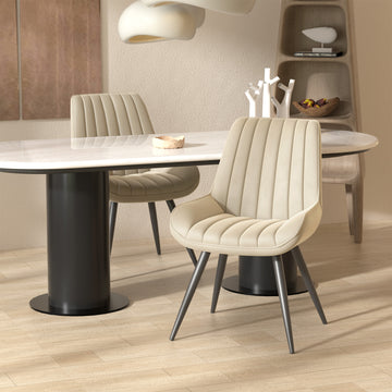 Modern Dining Chairs Set of 6, Comfy Dining Room Chairs with Thick Cushions, Upholstered Fabric Kitchen Side Chairs with Metal Legs, Dark Grey