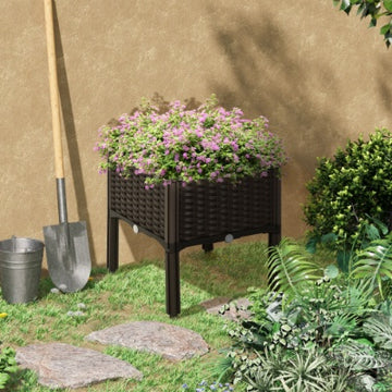 Outsunny Raised Garden Bed With Legs, Self-Watering Planter Box Raised Bed To Grow Flowers, Herbs Vegetables, Brown