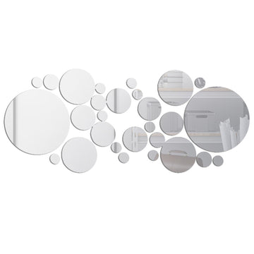 30PCS Mirror Wall Decals Round Circle Wall Stickers Removable Acrylic Decorative Mirror DIY Home Decorations for Bedroom Bathroom Living Room