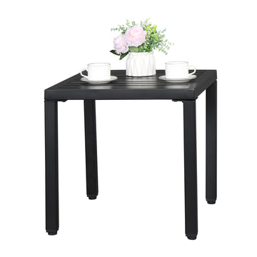 Black Courtyard Side Table, 48x48x46cm With Lifting Feet