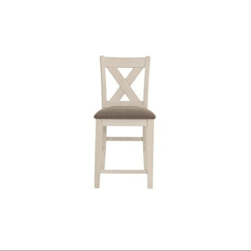Modern Contemporary Dining Room Furniture Chairs Set Of 2 Counter Height Chairs Light Wooden High Chair X Back Design Cushion Seat