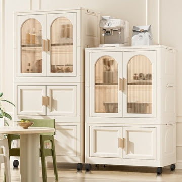 25.59 Side Wide Folding Wardrobe 25.59x15.75x57.09 With Magnetic Door Plastic Storage Cabinet With Wheels One Layer Of Wardrobe X Two Layers Of Folding BoxesX 10 Hangers