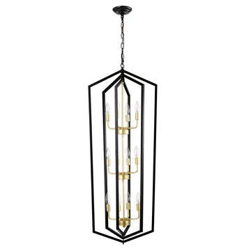 12-Light Lantern Tired Farmhouse Ceiling Hanging Light Black Chandelier Metal Modern Pendant Light Fixtures For Kitchen Island Dining Room Living Room Foyer Entryway E12 Bulbs Not Included
