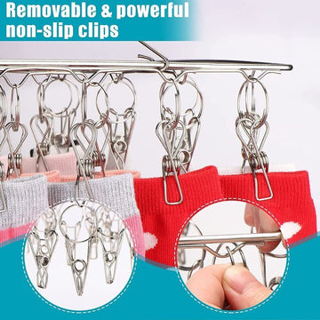 36 Thickened Clip Underwear Sock Hanger Laundry Airer Dryer Rack StainlessSteel