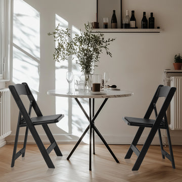 4pcs Black Full Plastic With Cushion Courtyard Plastic Folding Chair