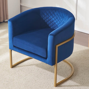 Upholstered Velvet Chair Gold Metal Bracket, Medieval Living Room Office Tea Room Lounge Chair With Curved Backrest
