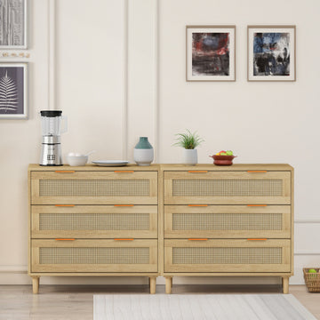 3 Drawers Rattan Locker Rattan Drawer - 2 Piece Set