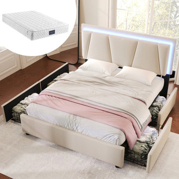 Wooden Storage Bed Bed Frame Size 140cmx200cm