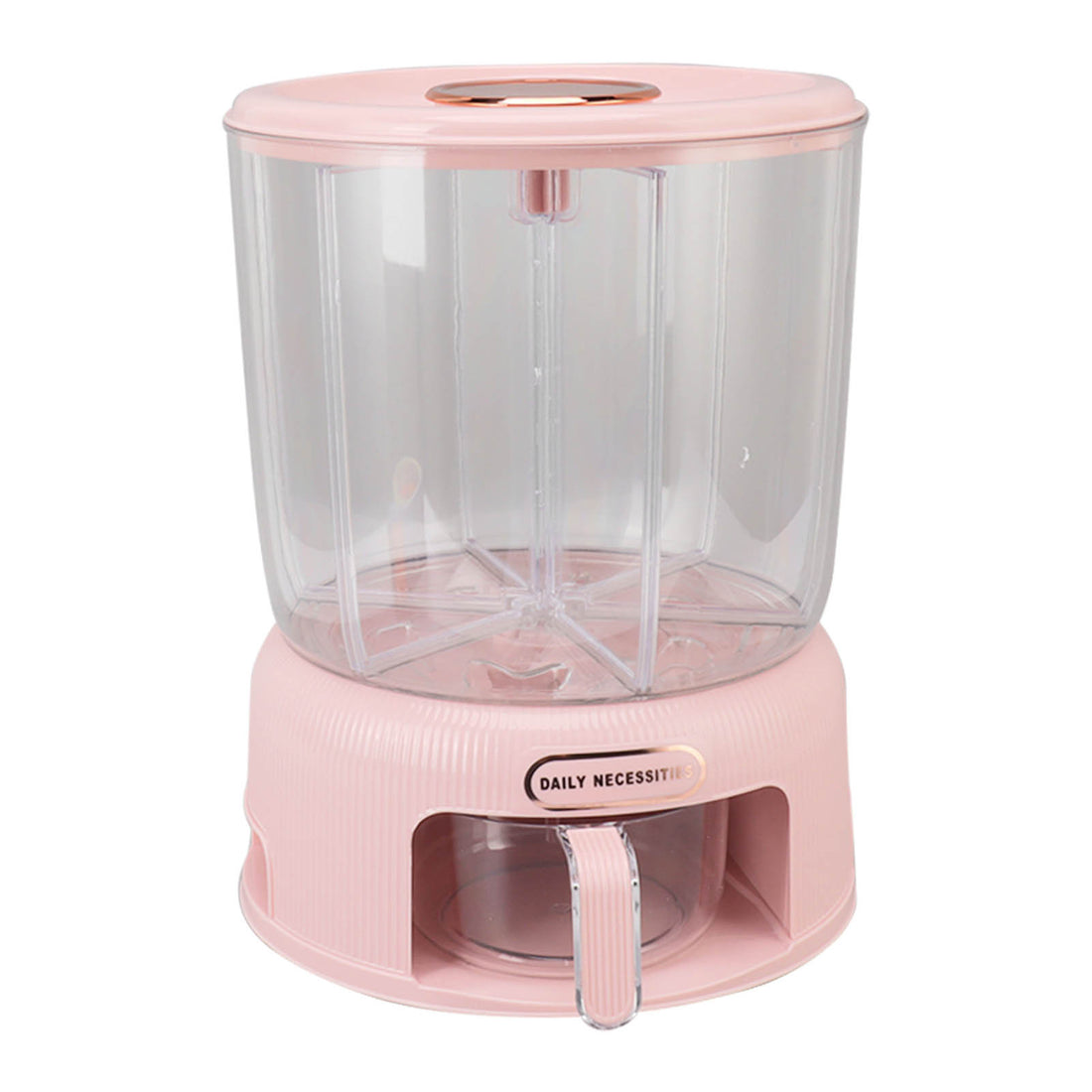 Grain Dispenser Multi Grids Large Capacity Food Grade Material Rice Bucket Rotation for Househeld Food Storage Sakura Pink