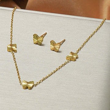 Lxalry 316L Stainless Steel 18K Gold-Plated Jewelry Set Iridescent Blue White Gradient 3D Glass Star Pendant Hypoallergenic Tarnish Free Earrings Necklace Beach Party Daily Wear Ocean Inspired