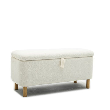 Basics Upholstered Storage Ottoman And Entryway Bench White
