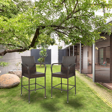 2pcs Brown Gradient Vine Bar Chair