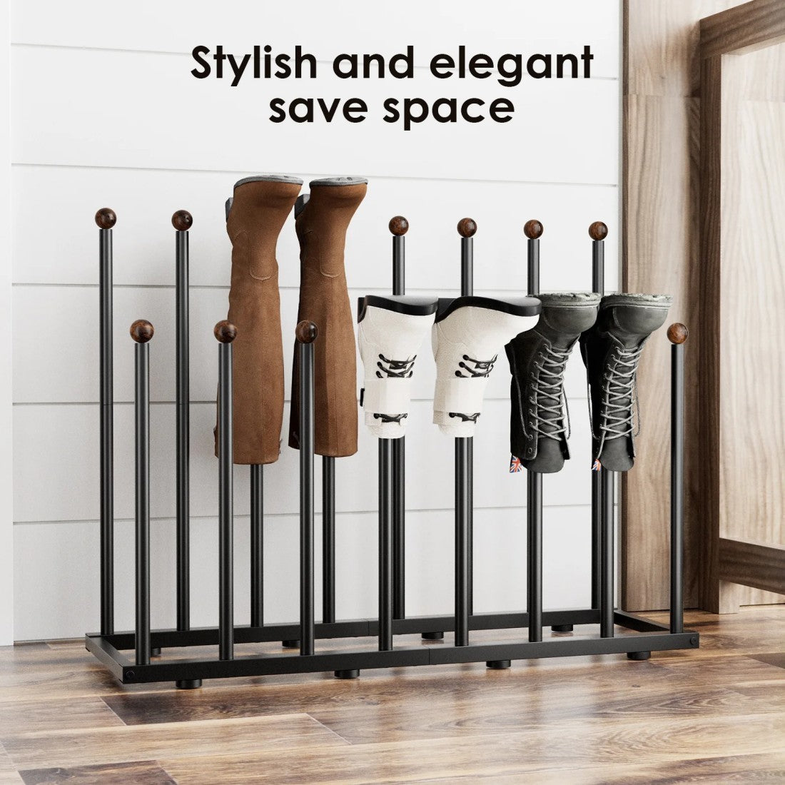 Boot Rack Organizer For 8 Pairs Of Boots, Self-standing Boot Storage Metal Shoe Rack For Tall Boots