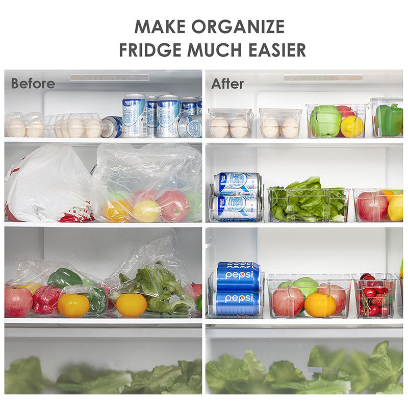 6pcs Refrigerator Organizer Refrigerator Storage Set Plastic Transparent Refrigerator Storage Box Refrigerator Drawer Food Vegetable Beverage Egg Storage