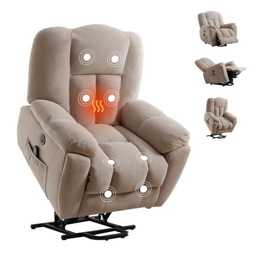 Power Lift Recliner Chair Recliners For Elderly With Heat And Massage Recliner Chair For Living Room With Infinite Position And Side Pocket,USB Charge Port