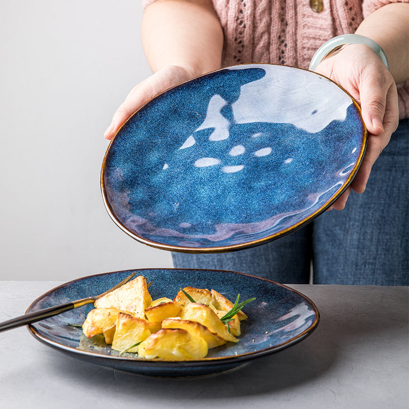 Retro Steak Western Dinner Plate Large Platter, Household Ceramic Dish Plate