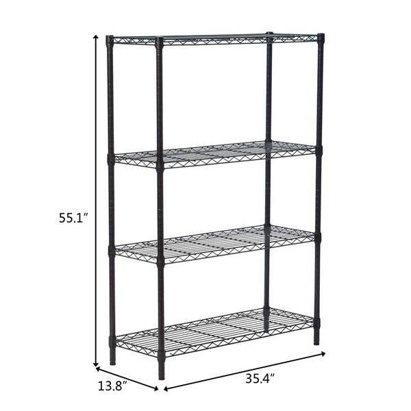 Four Layer - Metal Storage Rack Without Wheels, Black Spray Painted