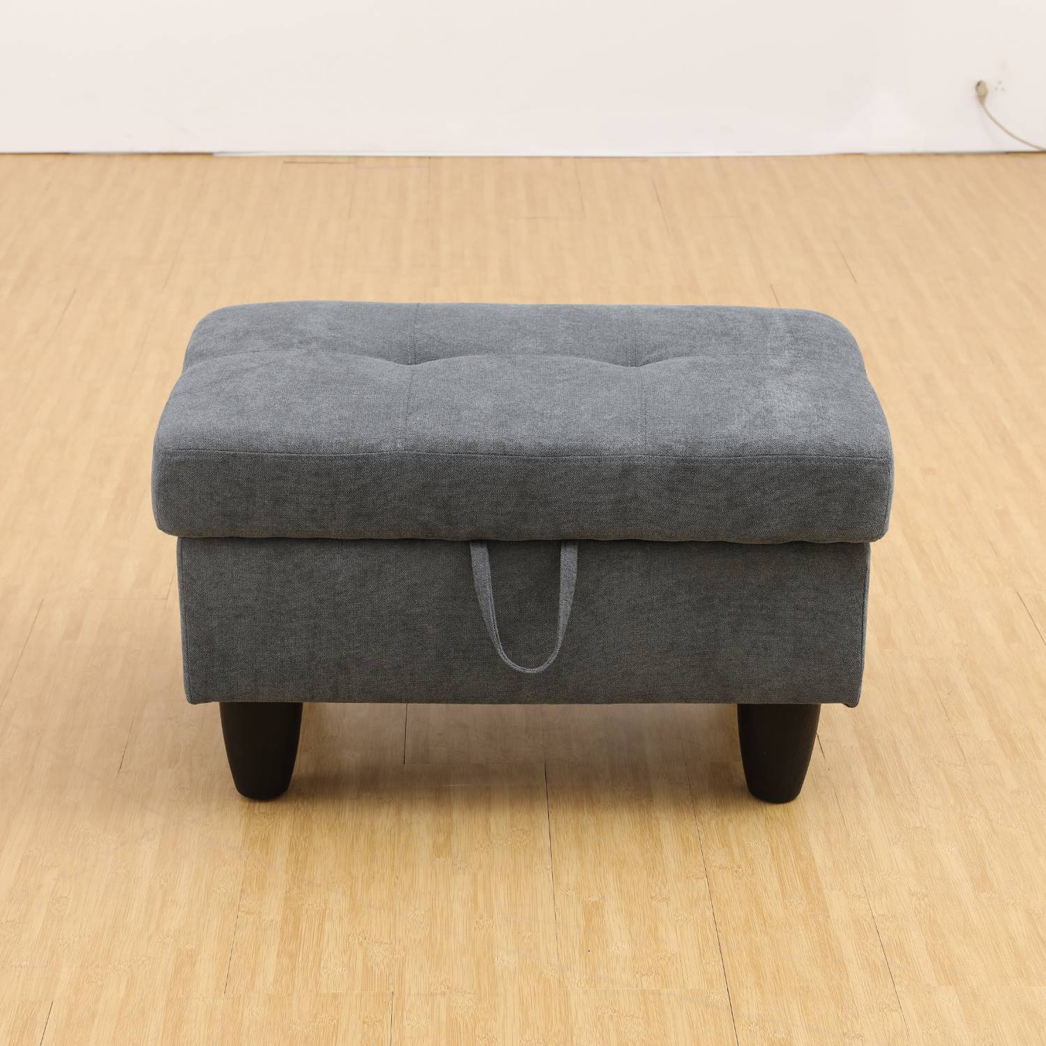 Dark Grey Flannel Living Room Sofa Ottoman