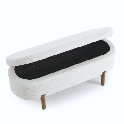 Ottoman Oval Storage Bench,Rubber Wood Leg  46x17.7x10.8
