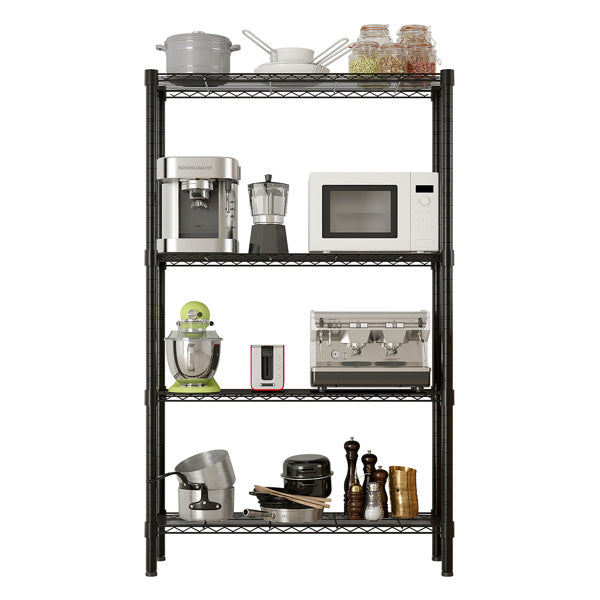 Four Layer - Metal Storage Rack Without Wheels, Black Spray Painted