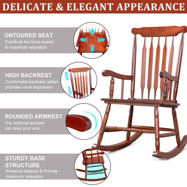 Coffee, Poplar, Windsor, Wood Rocking Chair