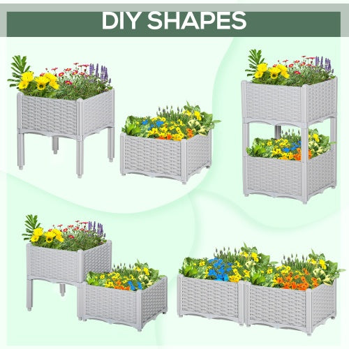 Outsunny 2 Piece Raised Garden Bed With Legs, Self-Watering Planter Box Raised Bed To Grow Flowers, Herbs  Vegetables, Gray