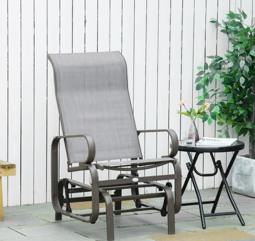 Gliding Rocking Chair, Patio Swinging Chair With Smooth Rocking Arms And Lightweight Construction For Patio Backyard, Gray