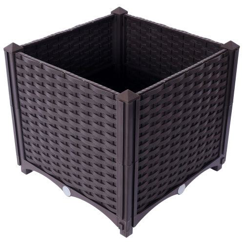 Deep Raised Garden Bed Plastic Planter Boxes For Vegetables Flowers Herbs And Succulents,Self-Watering Planter Box Raised Bed To Grow Flowers, Herbs & Vegetables, 15.7 L X 15.7 D X 14.7 H