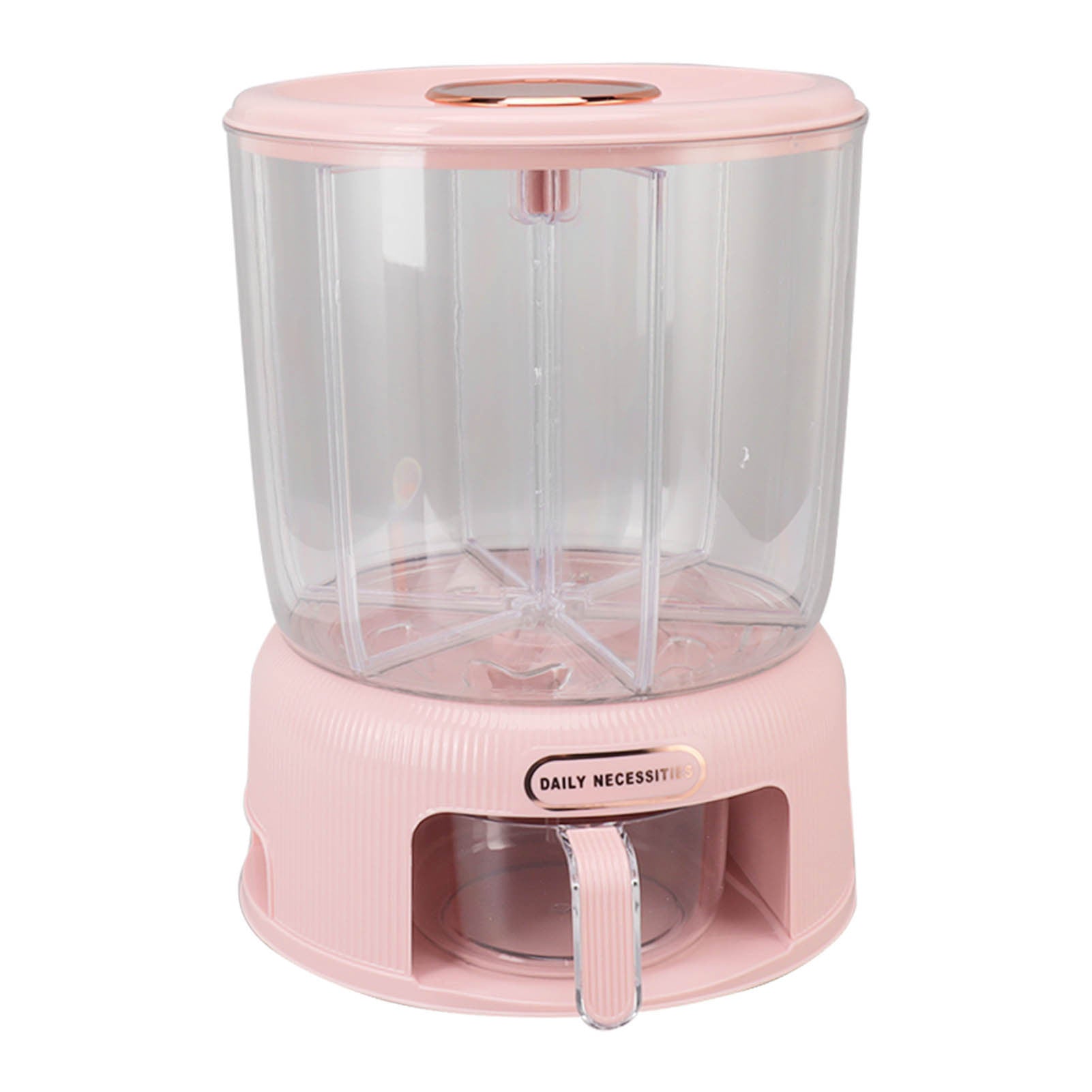Grain Dispenser Multi Grids Large Capacity Food Grade Material Rice Bucket Rotation for Househeld Food Storage Sakura Pink