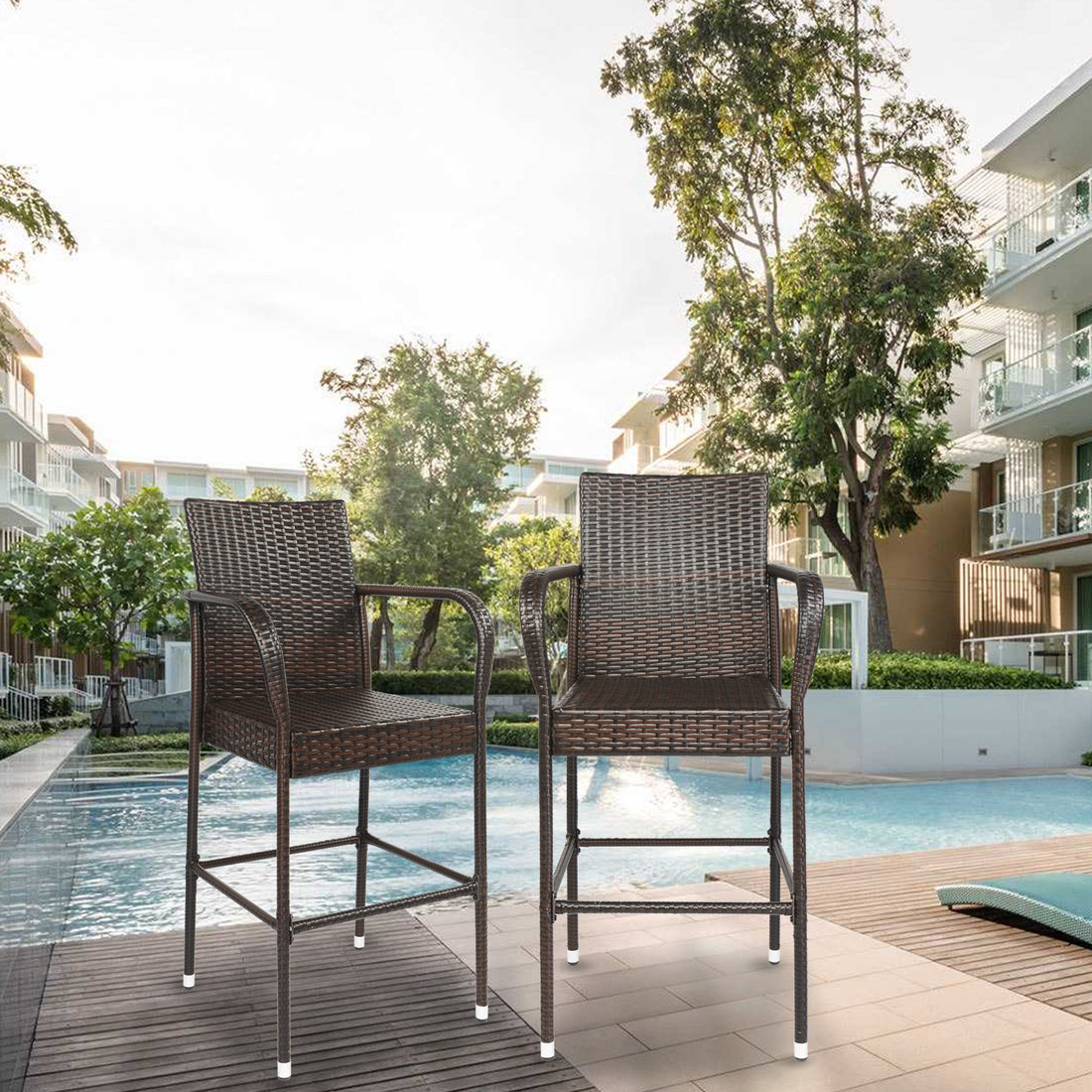2pcs Brown Gradient Vine Bar Chair