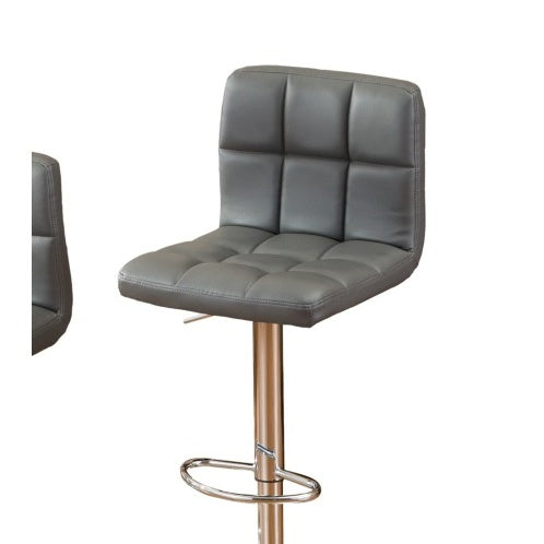 Swivel Faux Leather Adjustable Hydraulic Bar Stool, Set Of 2, Gray