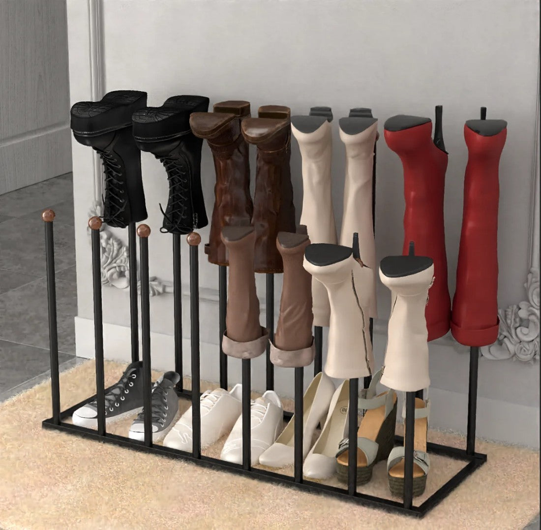 Boot Rack Organizer For 8 Pairs Of Boots, Self-standing Boot Storage Metal Shoe Rack For Tall Boots