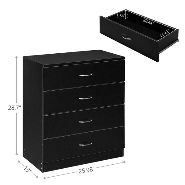 4-drawer Bedside Storage Cabinet, Black