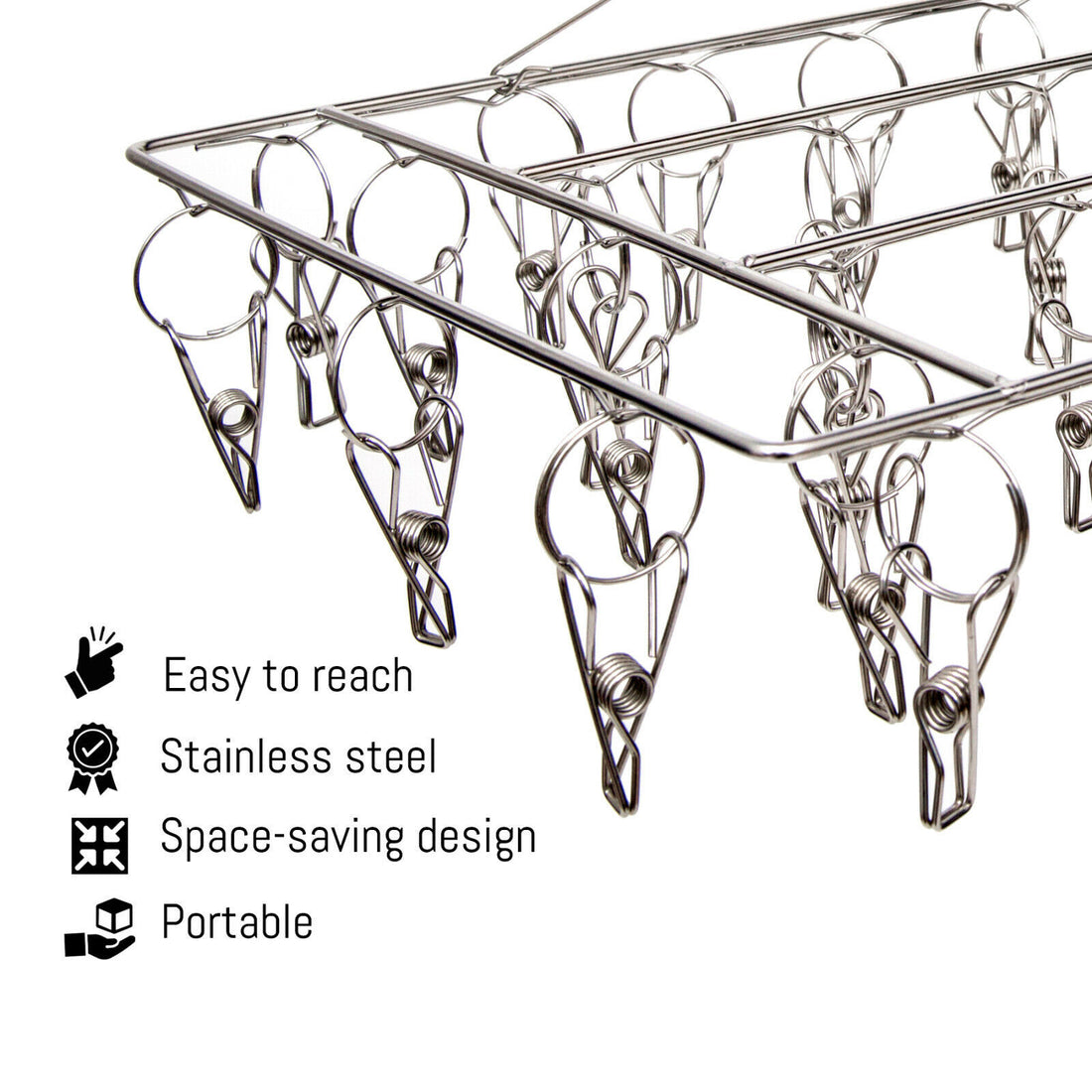 36 Thickened Clip Underwear Sock Hanger Laundry Airer Dryer Rack StainlessSteel