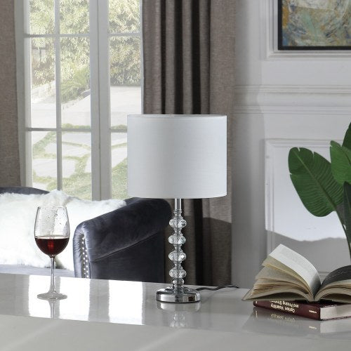 17.75  In Modern Kayli Crystal Cut Orb Chrome Metal Table Lamp