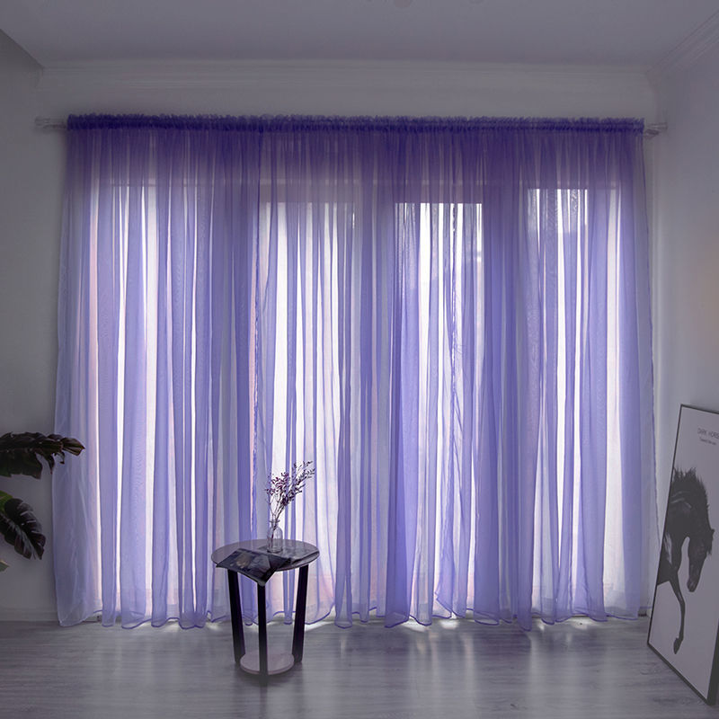 Simple And Modern Balcony Solid Color Gauze Curtain