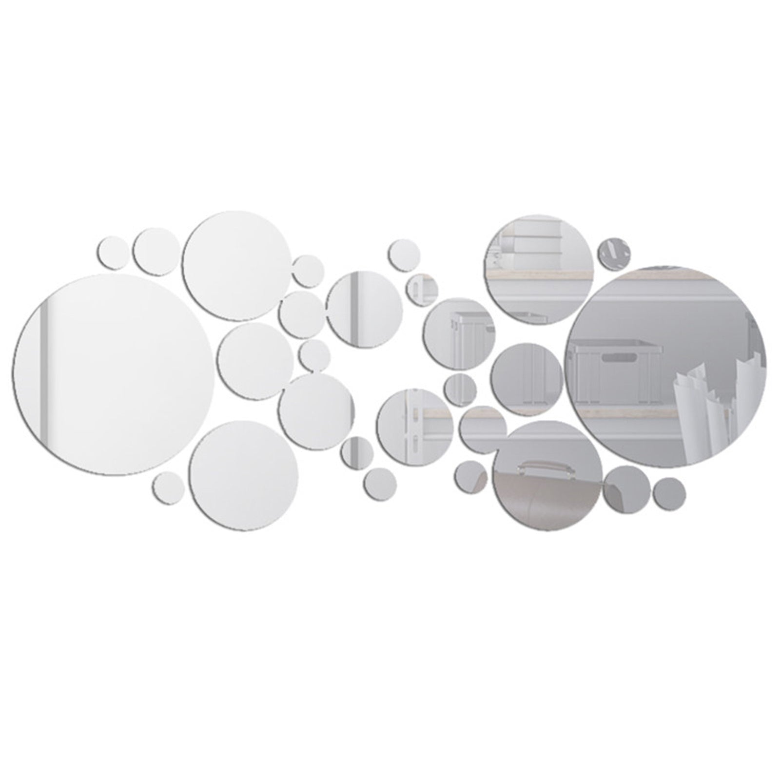30PCS Mirror Wall Decals Round Circle Wall Stickers Removable Acrylic Decorative Mirror DIY Home Decorations for Bedroom Bathroom Living Room