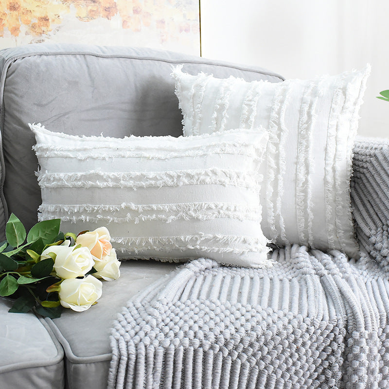Cut Floral Fringed Sofa Pillowcases