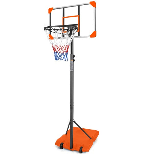 Portable Basketball Goal System With Stable Base And Wheels, Use For Indoor Outdoor Teenagers Youth Height Adjustable 5.6 To 7ft Basketball Hoop 28 Inch Backboard