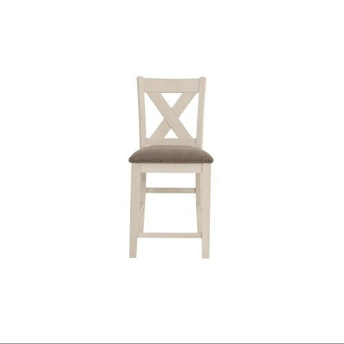 Modern Contemporary Dining Room Furniture Chairs Set Of 2 Counter Height Chairs Light Wooden High Chair X Back Design Cushion Seat