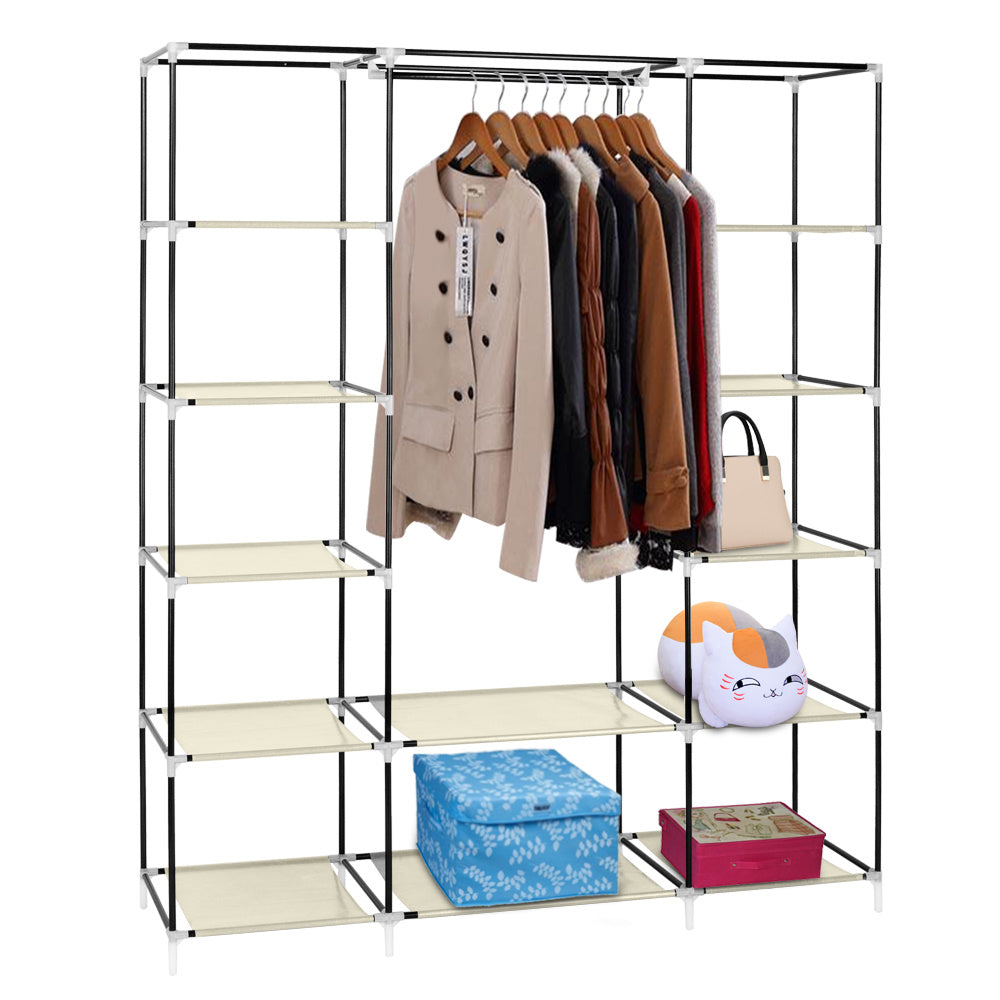 Non-woven Wardrobe 5 Layers 12 Compartments 150x45x175-beige