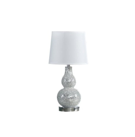 19.5  In Mirror Glass Mosaic Silver Chrome Polyresin Table Lamp