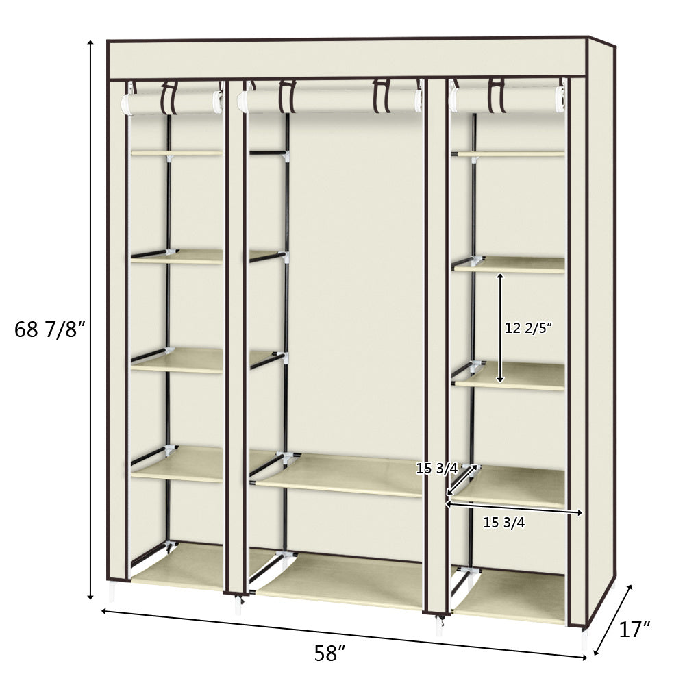 Non-woven Wardrobe 5 Layers 12 Compartments 150x45x175-beige