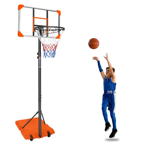 Portable Basketball Goal System With Stable Base And Wheels, Use For Indoor Outdoor Teenagers Youth Height Adjustable 5.6 To 7ft Basketball Hoop 28 Inch Backboard